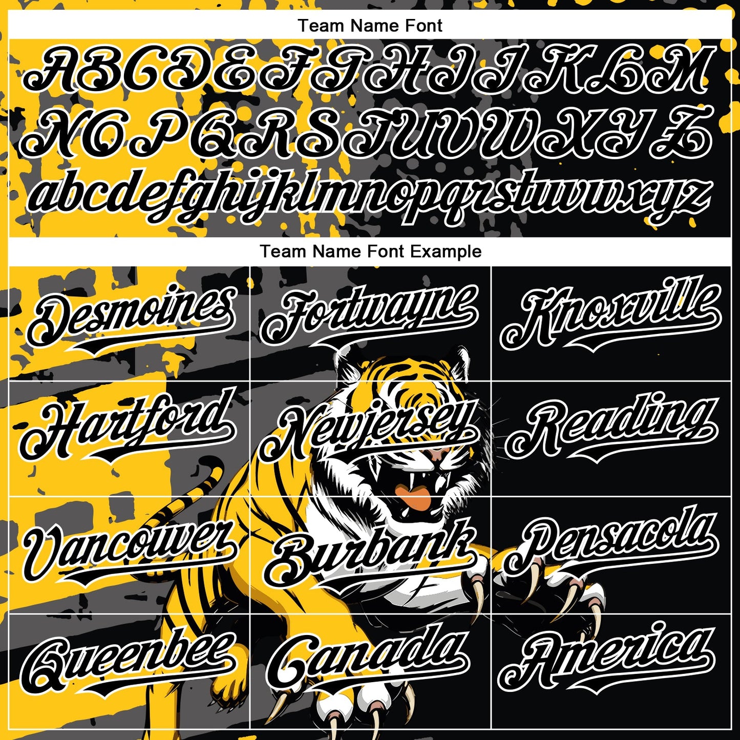 Custom Black Yellow-White 3D Pattern Design Animal Tiger Authentic Baseball Jersey - Sky-Custom