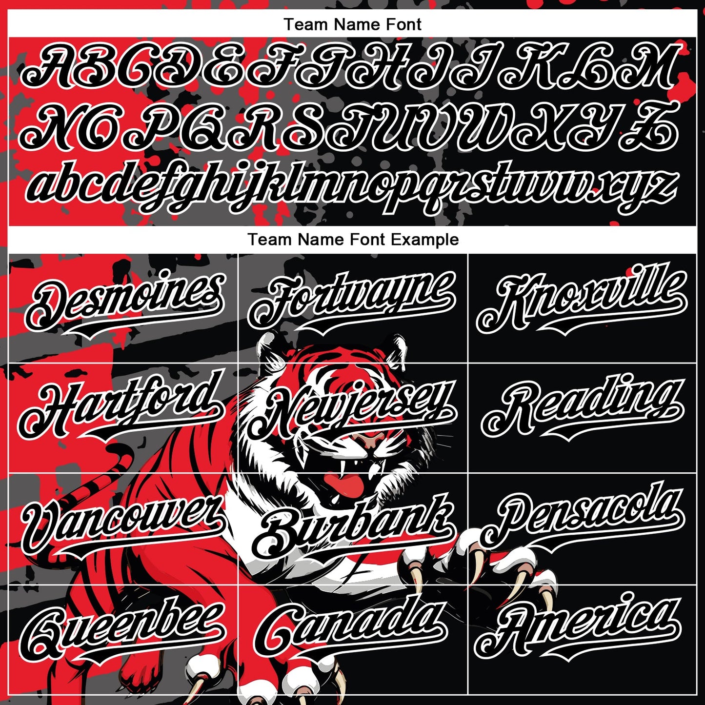 Custom Black Red-White 3D Pattern Design Animal Tiger Authentic Baseball Jersey - Sky-Custom