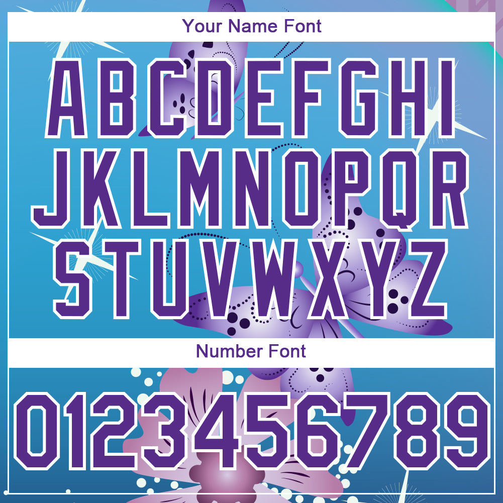 Custom Light Blue Purple-White 3D Pattern Design Animal Butterfly And Flower Authentic Baseball Jersey - Sky-Custom