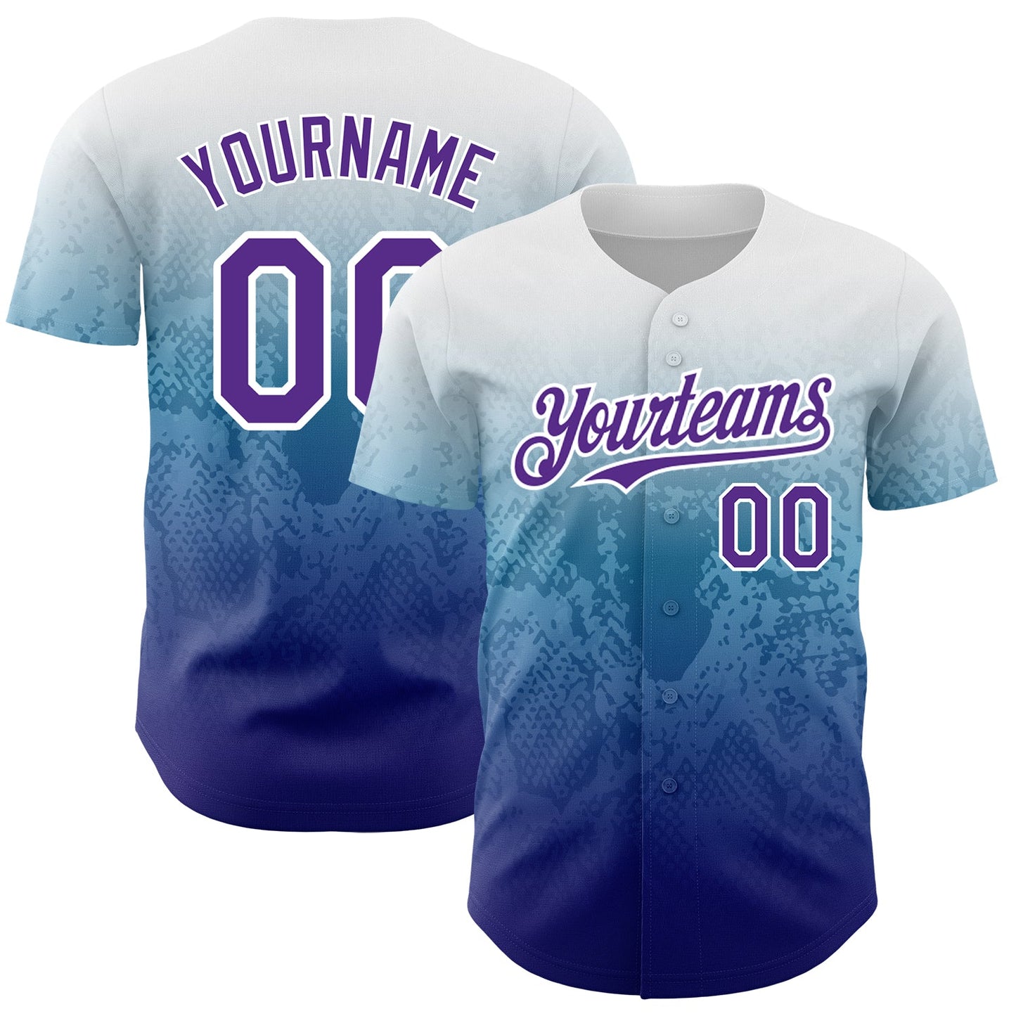 Custom White Purple-Royal 3D Pattern Design Gradient Style Animal Snake Authentic Baseball Jersey - Sky-Custom