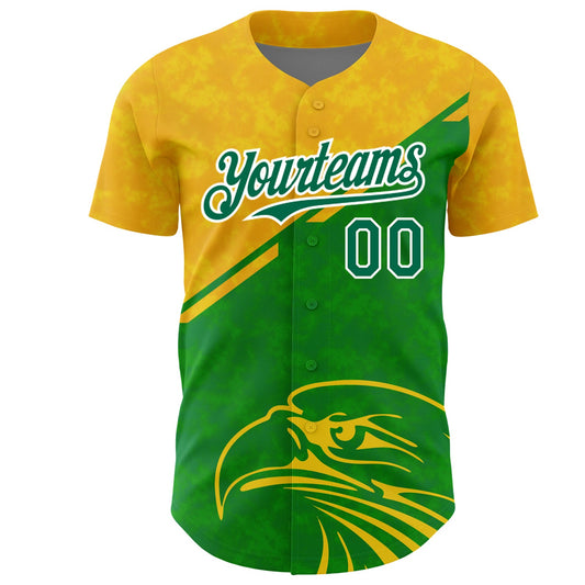 Custom Yellow Kelly Green-White 3D Pattern Design Animal Eagle Authentic Baseball Jersey - Sky-Custom