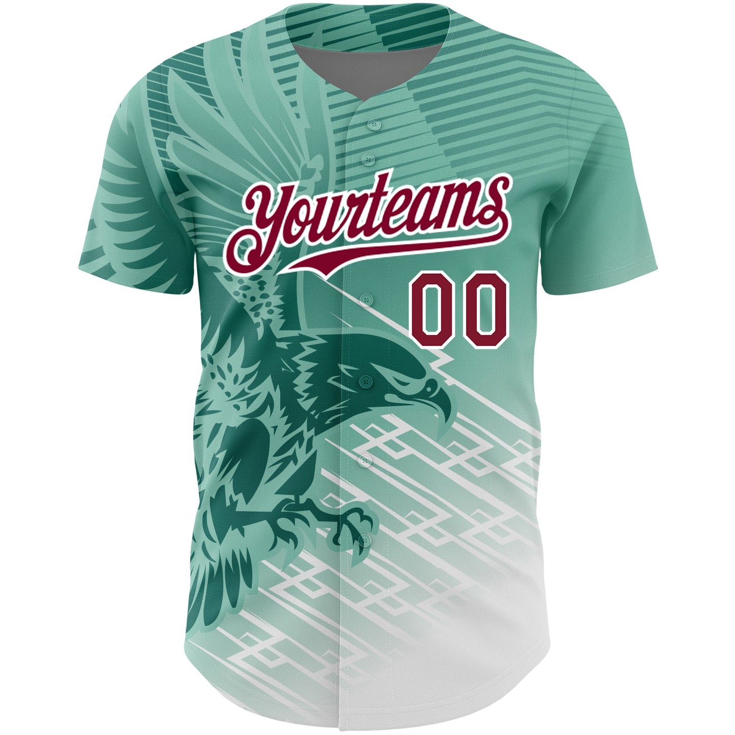 Custom Teal Crimson-White 3D Pattern Design Animal Eagle Authentic Baseball Jersey - Sky-Custom