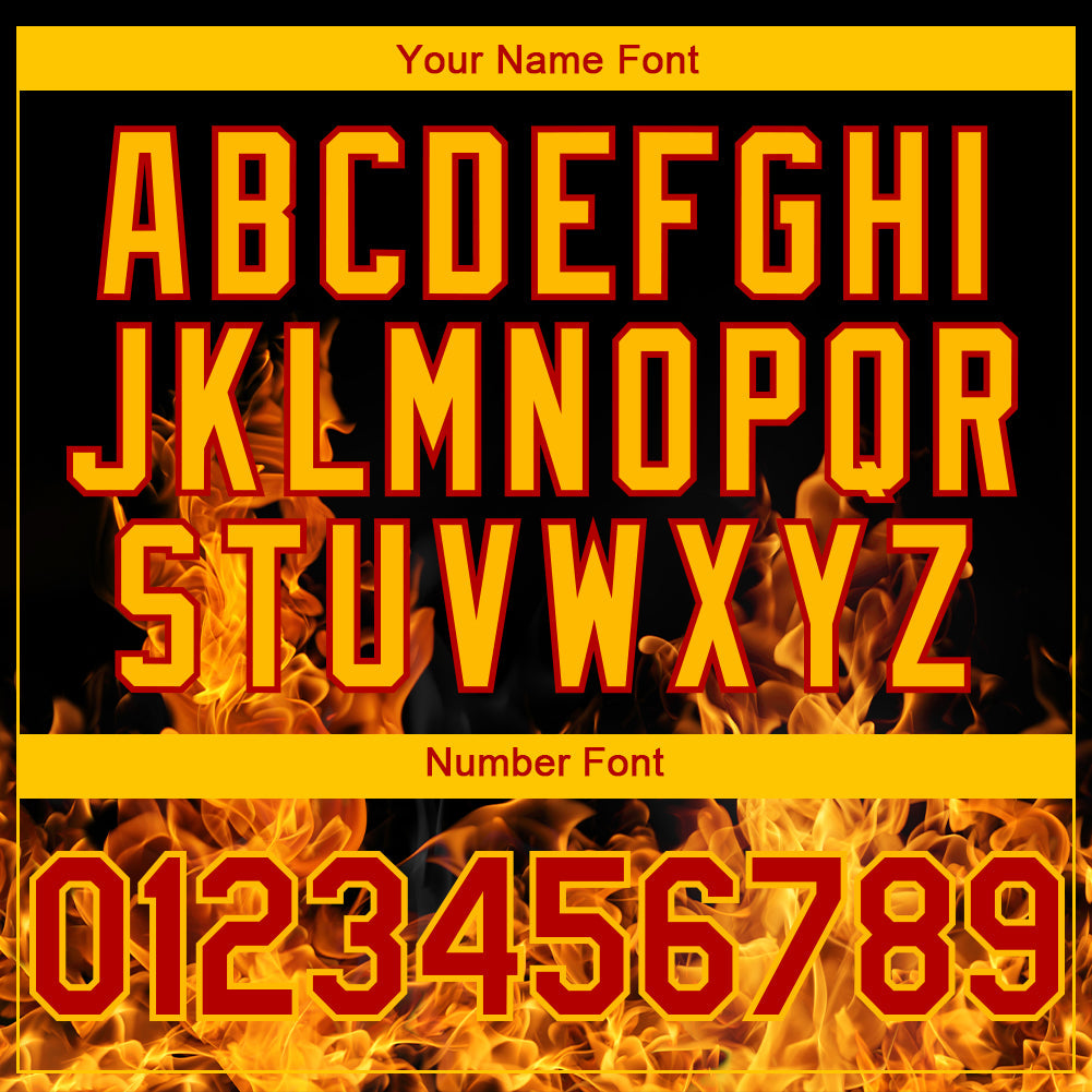 Custom Black Red-Yellow 3D Pattern Design Flame Authentic Baseball Jersey - Sky-Custom