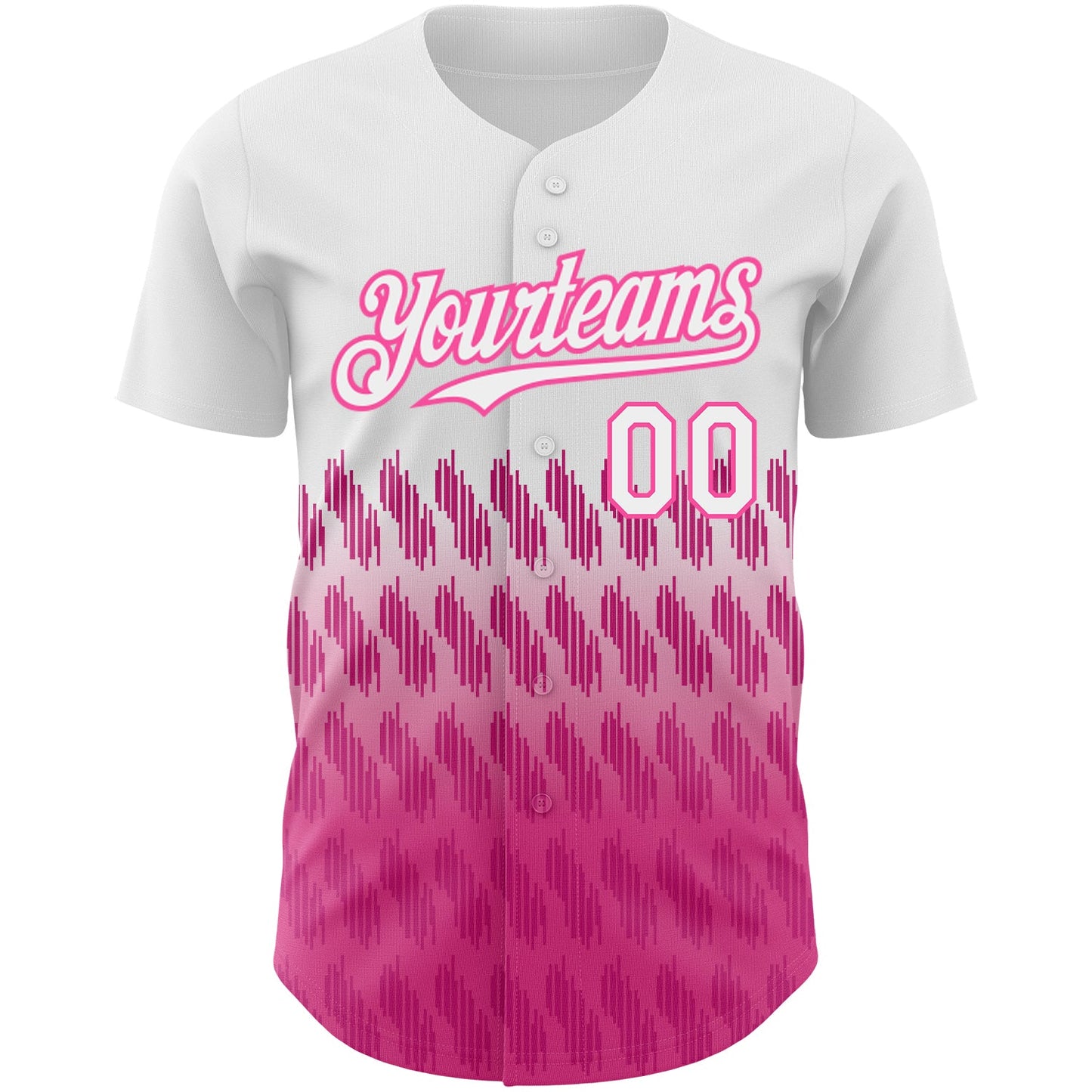 Custom White Pink 3D Pattern Design Lines Authentic Baseball Jersey - Sky-Custom