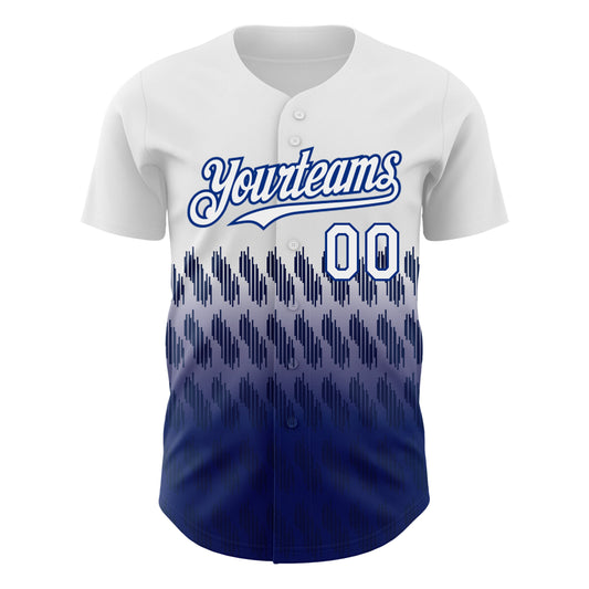 Custom White Royal 3D Pattern Design Lines Authentic Baseball Jersey - Sky-Custom