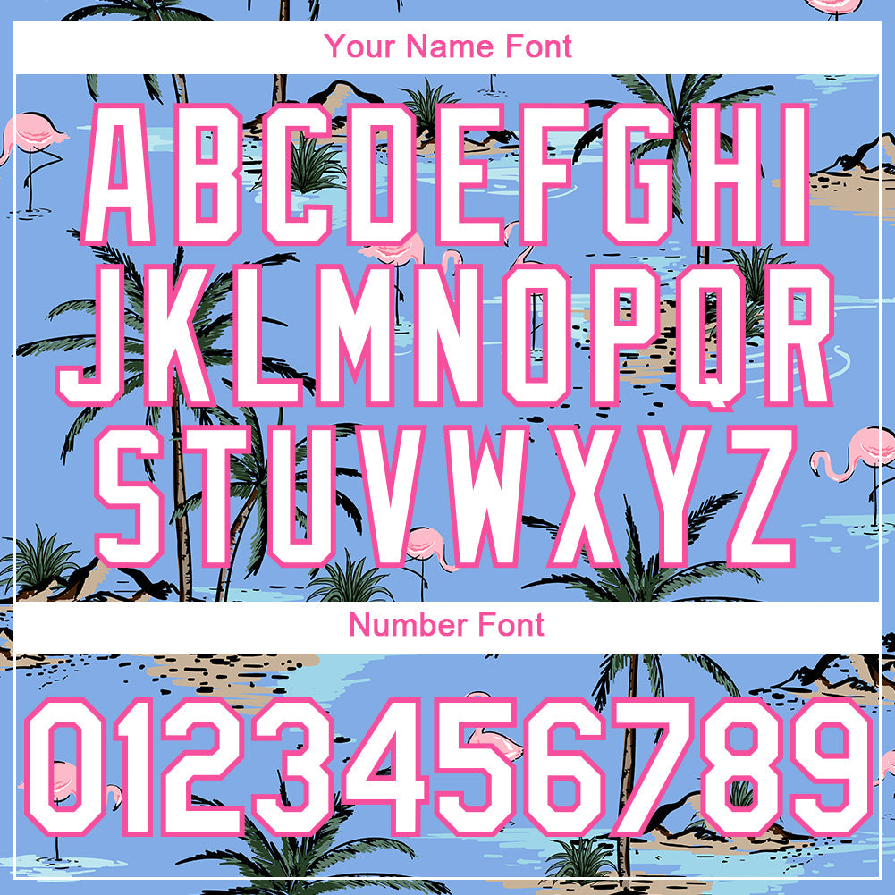 Custom Light Blue White-Pink 3D Pattern Design Tropical Hawaii Palm Trees Authentic Baseball Jersey - Sky-Custom