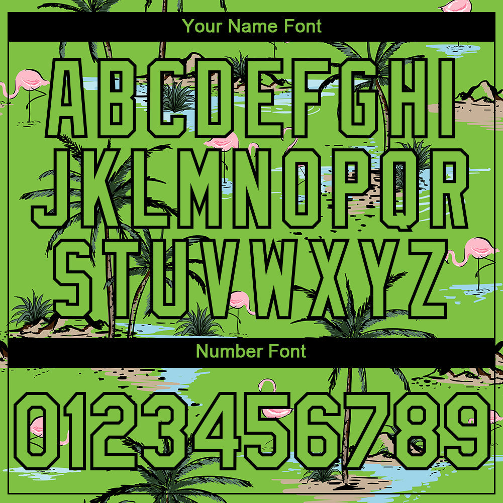 Custom Neon Green Black 3D Pattern Design Tropical Hawaii Palm Trees Authentic Baseball Jersey - Sky-Custom