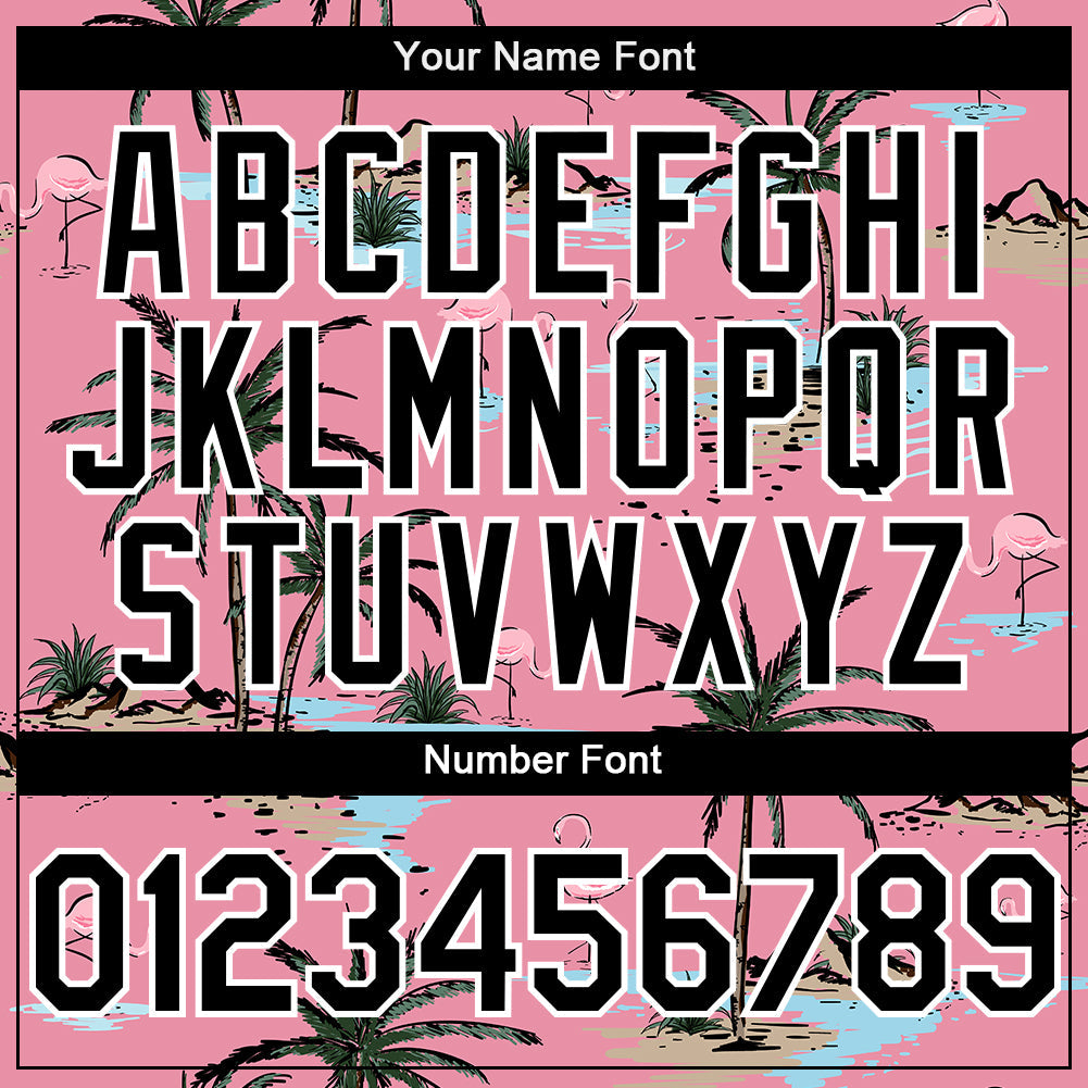 Custom Medium Pink Black-White 3D Pattern Design Tropical Hawaii Palm Trees Authentic Baseball Jersey - Sky-Custom