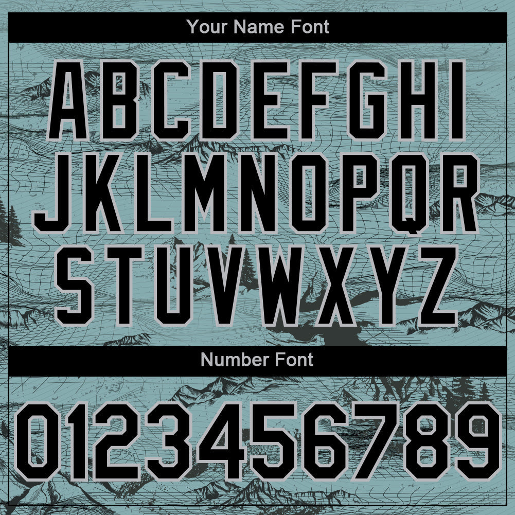 Custom Green Black Gray 3D Pattern Design Mountain Authentic Baseball Jersey - Sky-Custom