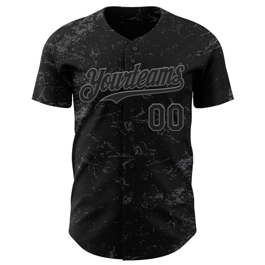 Custom Black Steel Gray 3D Pattern Design Abstract Splatter Texture Authentic Baseball Jersey - Sky-Custom