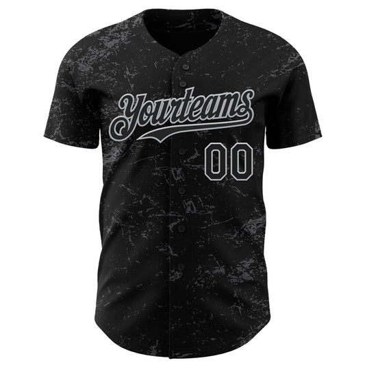 Custom Black Gray-Steel Gray 3D Pattern Design Abstract Splatter Texture Authentic Baseball Jersey - Sky-Custom