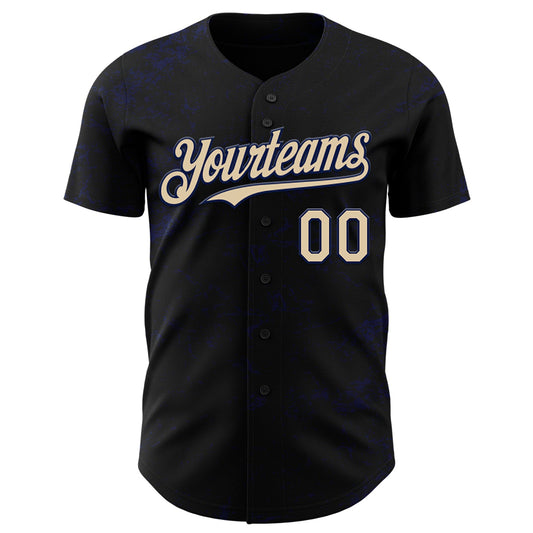 Custom Black City Cream-Navy 3D Pattern Design Abstract Splatter Texture Authentic Baseball Jersey - Sky-Custom