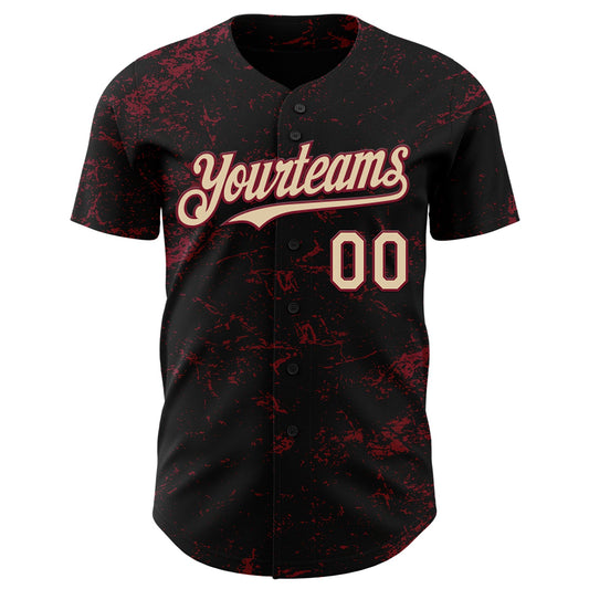 Custom Black City Cream-Crimson 3D Pattern Design Abstract Splatter Texture Authentic Baseball Jersey - Sky-Custom