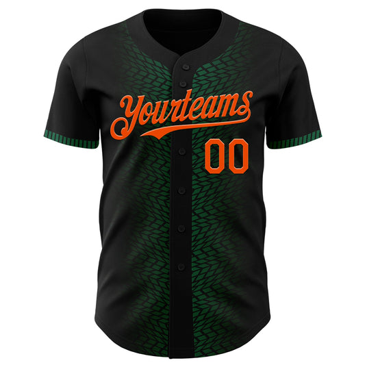 Custom Black Orange-Kelly Green 3D Pattern Design Geometric Shapes Authentic Baseball Jersey - Sky-Custom