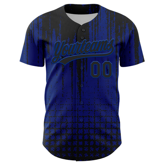 Custom Royal Black 3D Pattern Design Abstract Shape Authentic Baseball Jersey - Sky-Custom
