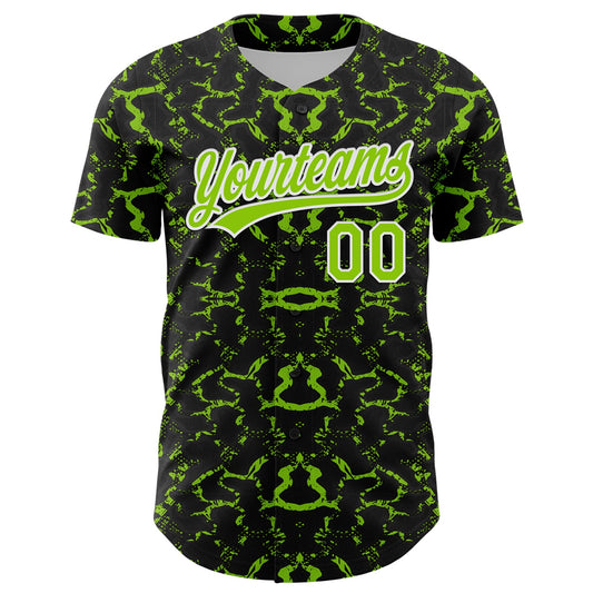 Custom Black Neon Green-White 3D Pattern Design Abstract Tiger And Zebra Authentic Baseball Jersey - Sky-Custom