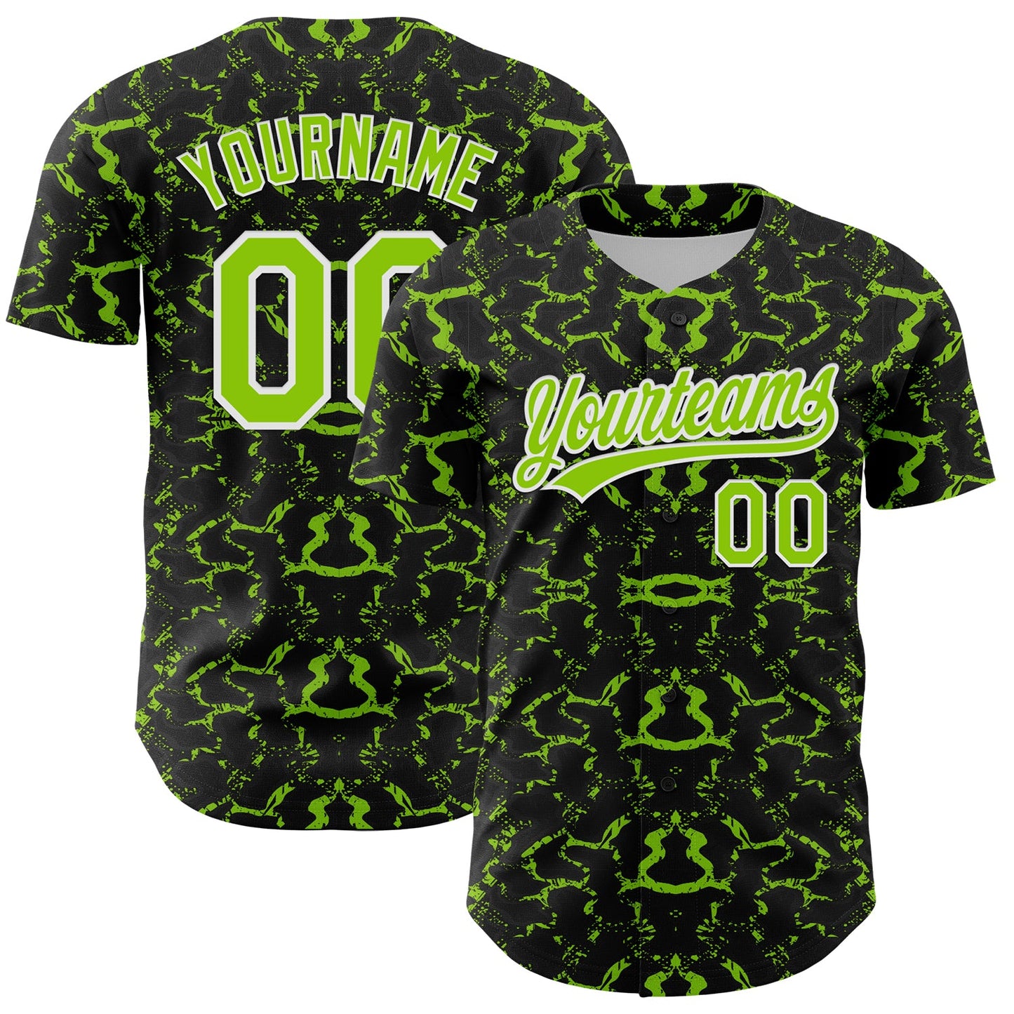 Custom Black Neon Green-White 3D Pattern Design Abstract Tiger And Zebra Authentic Baseball Jersey - Sky-Custom