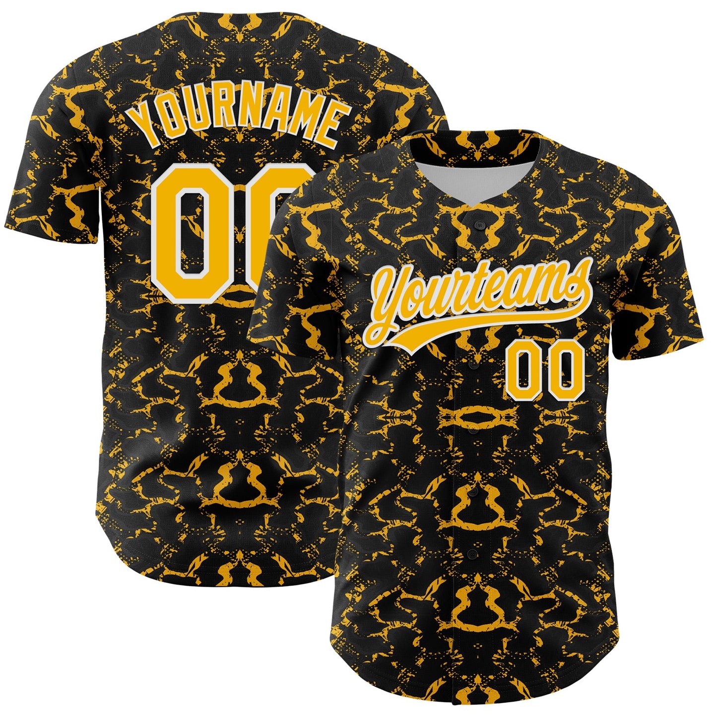 Custom Black Gold-White 3D Pattern Design Abstract Tiger And Zebra Authentic Baseball Jersey - Sky-Custom