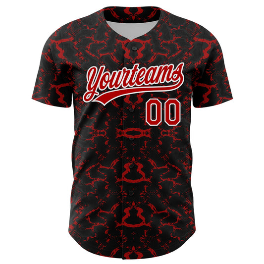 Custom Black Red-White 3D Pattern Design Abstract Tiger And Zebra Authentic Baseball Jersey - Sky-Custom