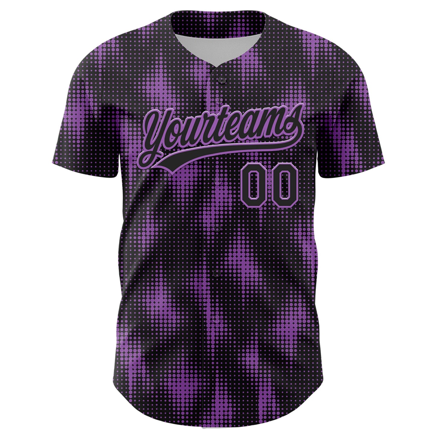 Custom Black Medium Purple 3D Pattern Design Halftone Dots Authentic Baseball Jersey - Sky-Custom