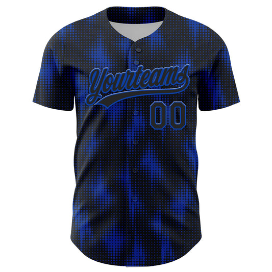 Custom Black Thunder Blue 3D Pattern Design Halftone Dots Authentic Baseball Jersey - Sky-Custom