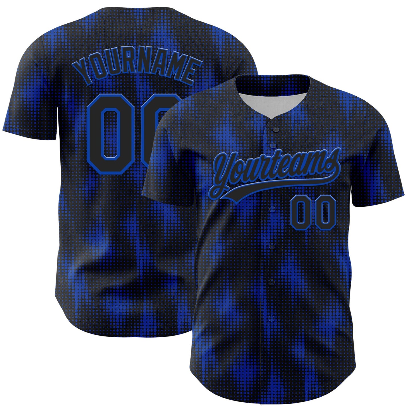 Custom Black Thunder Blue 3D Pattern Design Halftone Dots Authentic Baseball Jersey - Sky-Custom