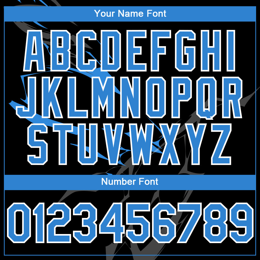 Custom Black Electric Blue-White 3D Pattern Design Lightning Authentic Baseball Jersey - Sky-Custom