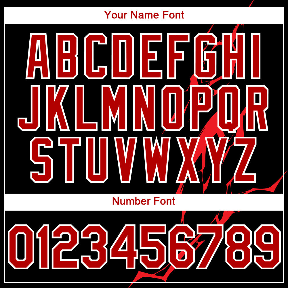 Custom Black Red-White 3D Pattern Design Lightning Authentic Baseball Jersey - Sky-Custom