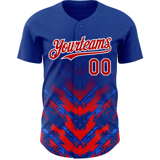 Custom Thunder Blue Red-White 3D Pattern Design Abstract Arrow Authentic Baseball Jersey - Sky-Custom