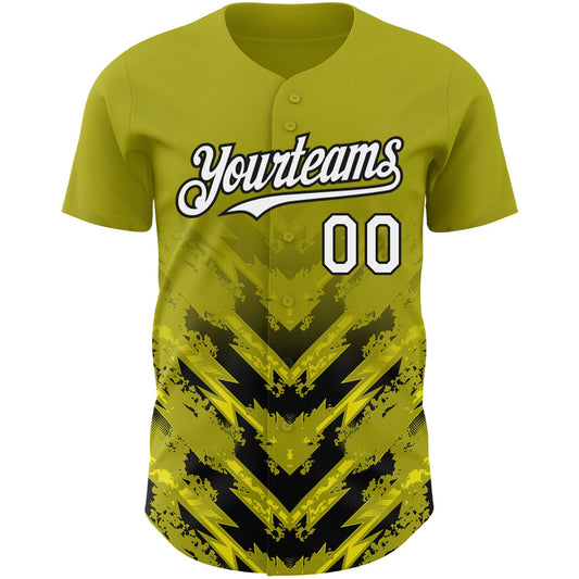 Custom Olive White-Black 3D Pattern Design Abstract Arrow Authentic Baseball Jersey - Sky-Custom