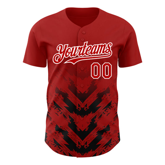 Custom Red Black-White 3D Pattern Design Abstract Arrow Authentic Baseball Jersey - Sky-Custom