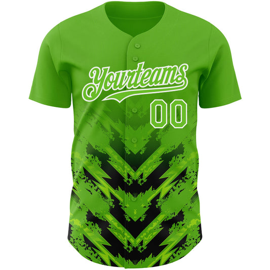Custom Aurora Green Black-White 3D Pattern Design Abstract Arrow Authentic Baseball Jersey - Sky-Custom