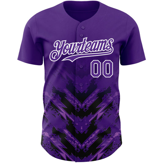 Custom Purple Black-White 3D Pattern Design Abstract Arrow Authentic Baseball Jersey - Sky-Custom