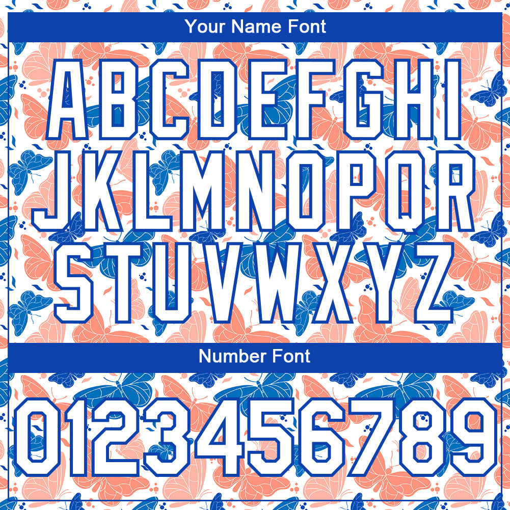 Custom White Royal 3D Pattern Design Animal Butterfly Authentic Baseball Jersey - Sky-Custom