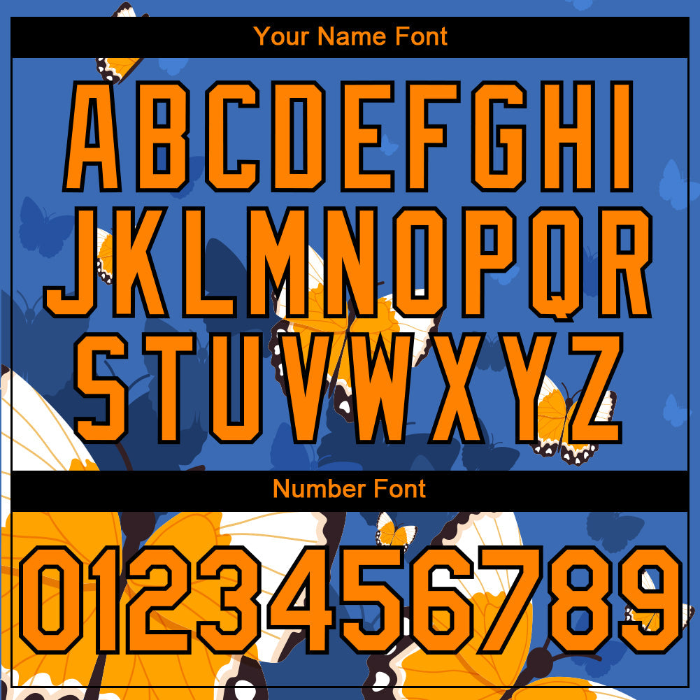 Custom Royal Orange-Black 3D Pattern Design Animal Butterfly Authentic Baseball Jersey - Sky-Custom