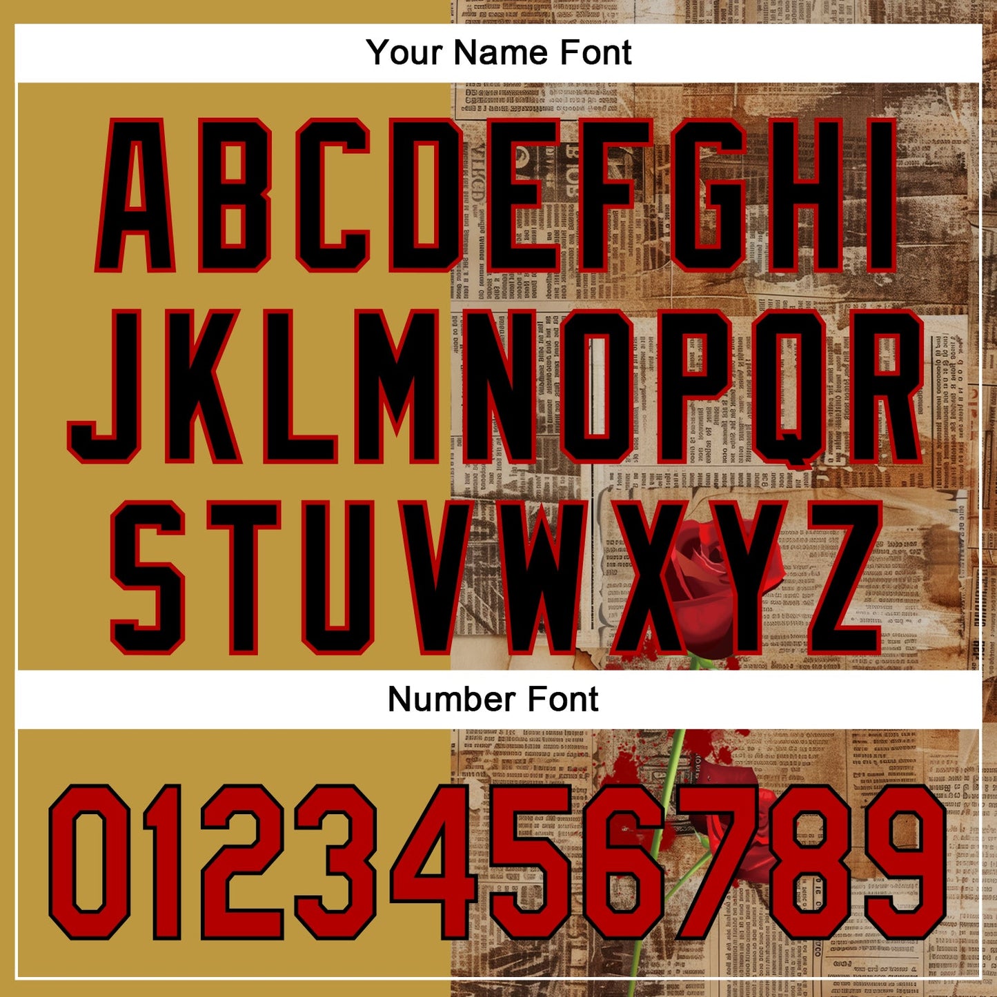 Custom Old Gold Red-Black 3D Pattern Design Gothic Style Rose Authentic Baseball Jersey - Sky-Custom