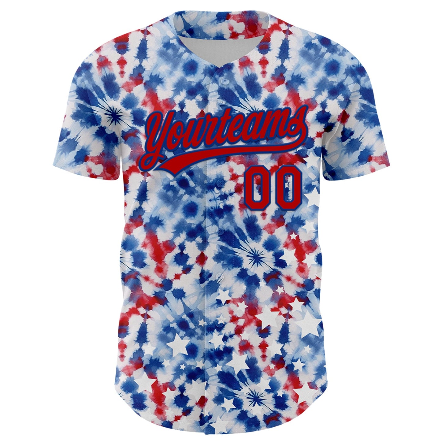 Custom White Red-Royal 3D American Flag And Fireworks Authentic Baseball Jersey - Sky-Custom