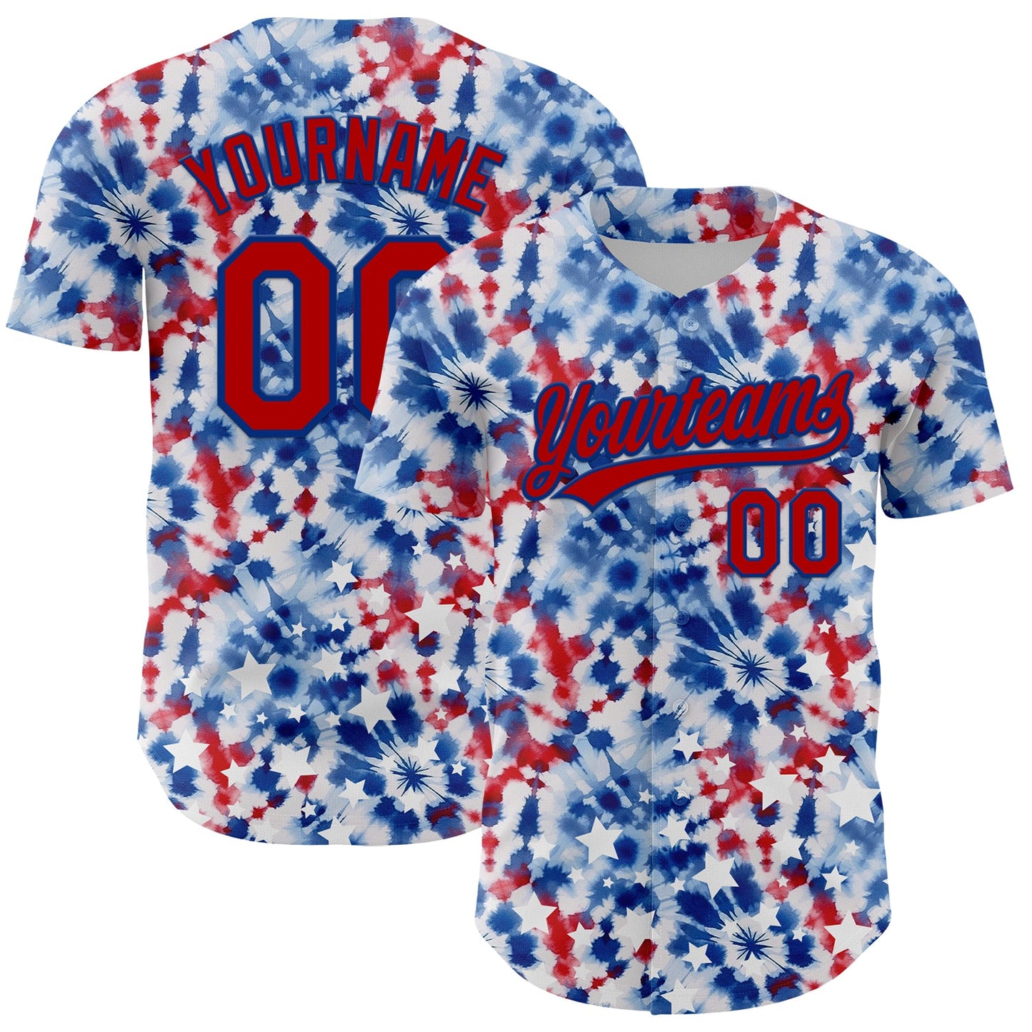 Custom White Red-Royal 3D American Flag And Fireworks Authentic Baseball Jersey - Sky-Custom