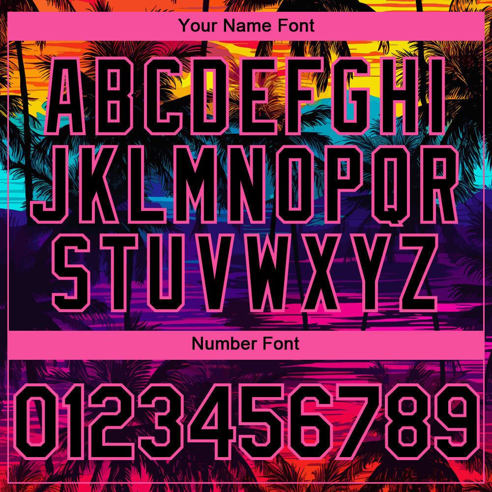 Custom Black Pink 3D Pattern Design Tropical Hawaii Palms Trees Authentic Baseball Jersey - Sky-Custom