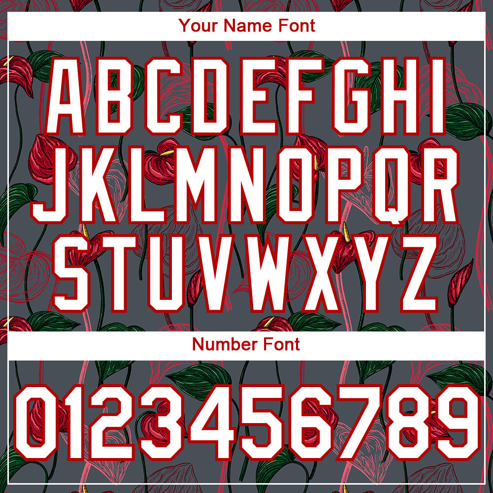 Custom Gray White-Red 3D Pattern Design Tropical Anthurium Flower Authentic Baseball Jersey - Sky-Custom