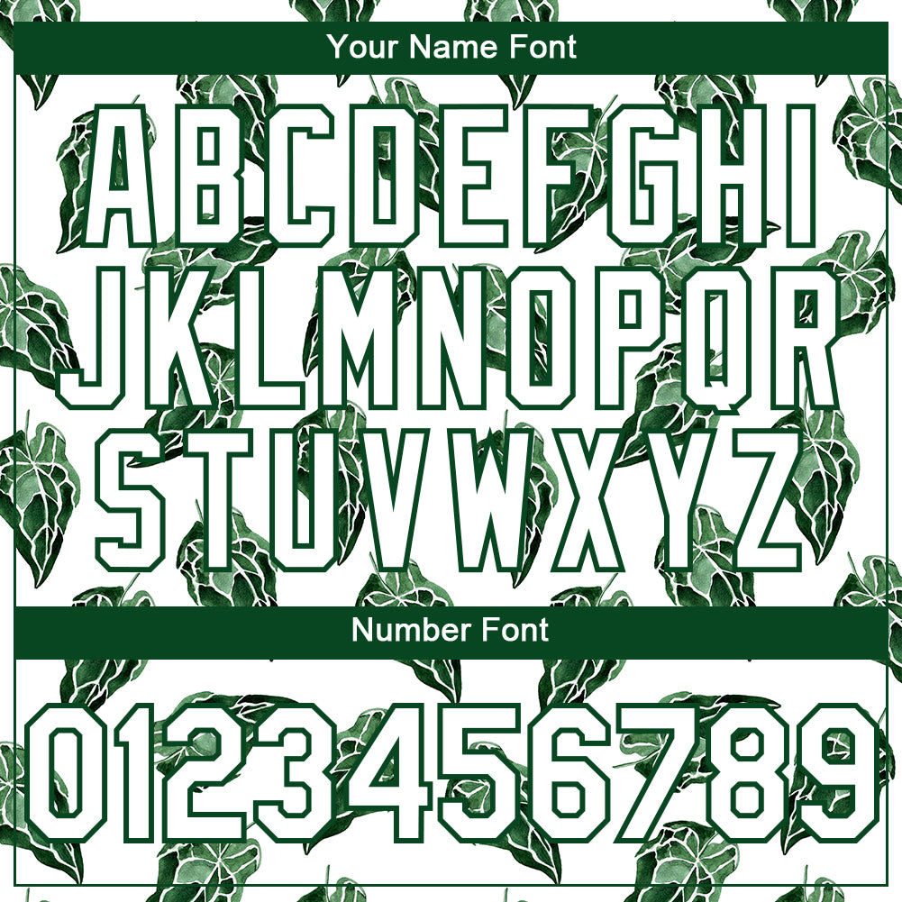 Custom White Kelly Green 3D Pattern Design Tropical Anthurium Crystal Authentic Baseball Jersey - Sky-Custom