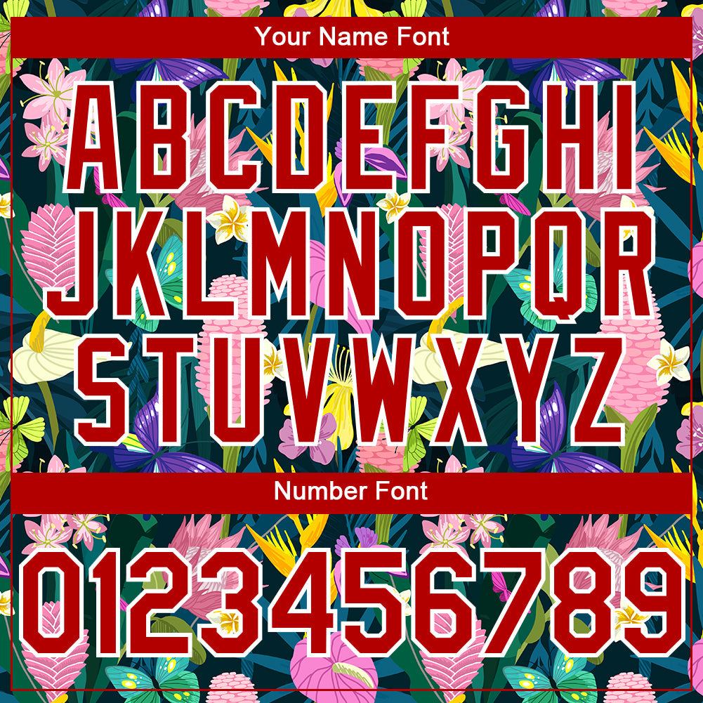 Custom Black Red-White 3D Pattern Design Tropical Anthurium Flower Authentic Baseball Jersey - Sky-Custom