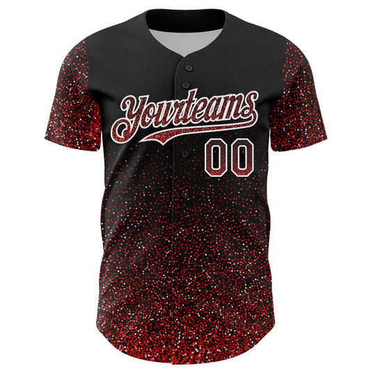 Custom Black Red-White 3D Pattern Design Abstract Colorful Glittering Dot Authentic Baseball Jersey - Sky-Custom