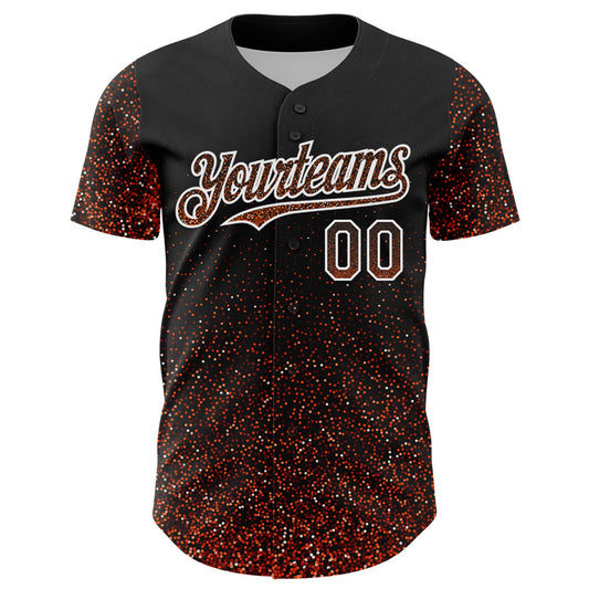 Custom Black Orange-White 3D Pattern Design Abstract Colorful Glittering Dot Authentic Baseball Jersey - Sky-Custom