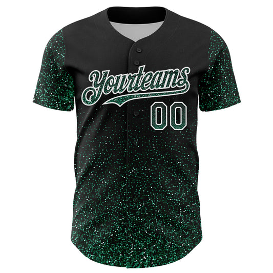 Custom Black Kelly Green-White 3D Pattern Design Abstract Colorful Glittering Dot Authentic Baseball Jersey - Sky-Custom