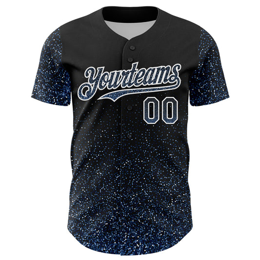 Custom Black Light Blue-White 3D Pattern Design Abstract Colorful Glittering Dot Authentic Baseball Jersey - Sky-Custom
