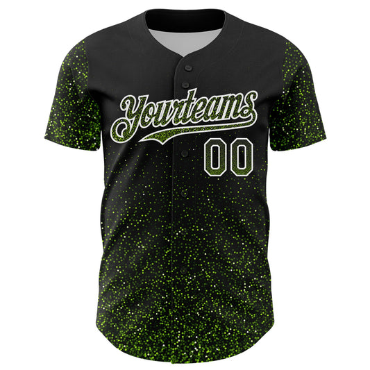 Custom Black Neon Green-White 3D Pattern Design Abstract Colorful Glittering Dot Authentic Baseball Jersey - Sky-Custom