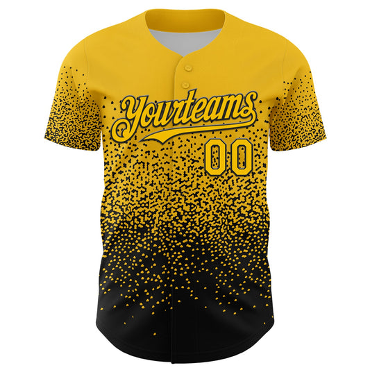 Custom Yellow Black 3D Pattern Design Gradient Style Irregular Shape Authentic Baseball Jersey - Sky-Custom