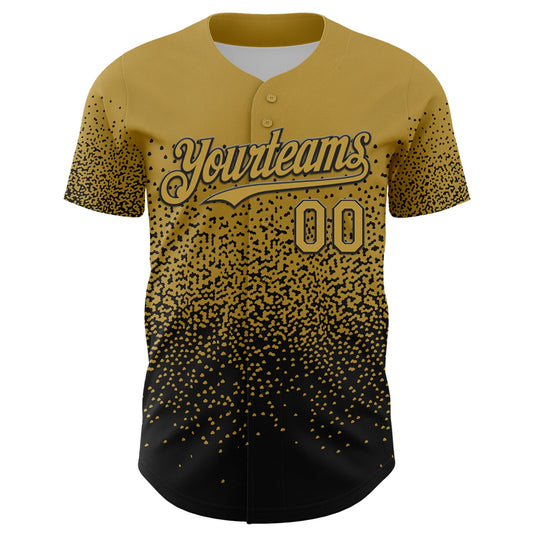 Custom Old Gold Black 3D Pattern Design Gradient Style Irregular Shape Authentic Baseball Jersey - Sky-Custom