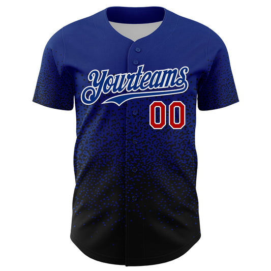 Custom Royal Red-Black 3D Pattern Design Gradient Style Irregular Shape Authentic Baseball Jersey - Sky-Custom